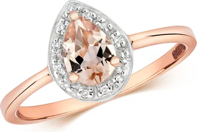 Image de Bague Solitaire Femme Or Rose 375/1000 et Diamant Brillant H - PK avec Morganite, 53 (16.9); TRS28418RSM