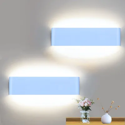 Produktbild von 2X Moderne Led Wandleuchte Innen Weiß, Up And Down Led Wandlampe 40cm 12w, Wandbeleuchtung Lampe Für Wohnzimmer Schlafzimmer Flur Wand, Weißs Licht
