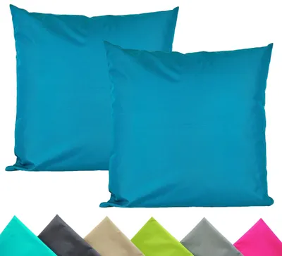 Produktbild von JACK 2er Set 40x40cm Outdoor Kissenhülle Kissenbezug Wasserfest Sitzkissen Lounge Kissen Garten Stuhl Lotus Effekt, Farbe:Petrol