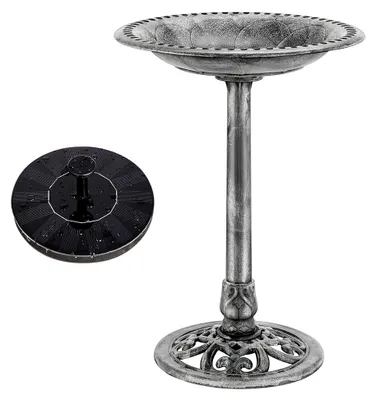 Produktbild von Vogeltränke mit Solarbrunnen 2 in 1 Antikes Vogelbad für den Garten