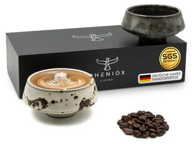 Cappuccino-Kopjesset 2x 180 ml Porzellan henkellos modern
