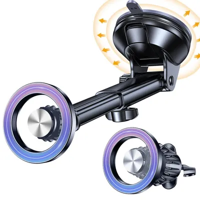 Image de Support de téléphone pour voiture, compatible MagSafe, 3 en 1, magnétique, rotatif à 360°, pour les modèles iPhone 17/16/15/14/13/12