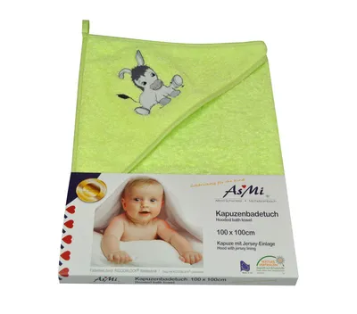 Produktbild von ASMi® XL-Badetuch Donkey/Esel mit Kapuze retrogrün
