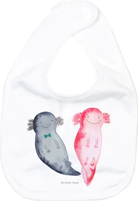 Produktbild von Mr. & Mrs. Panda Lätzchen Axolotl Freundin - Weiß - Geschenk, Schlabberlatz, Valentinstag, Für Babys, Liebe, Babylätzchen, Sabberlätzchen, Lurch, Sabber