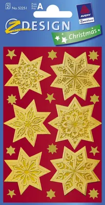 Image de AVERY ZWECKFORM 52808 Stickers de Noël étoiles 2 feuilles/36 stickers(P)