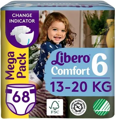 Immagine prodotto di Libero Comfort 6 Mega Pack (68 pezzi) 13 - 20 kg