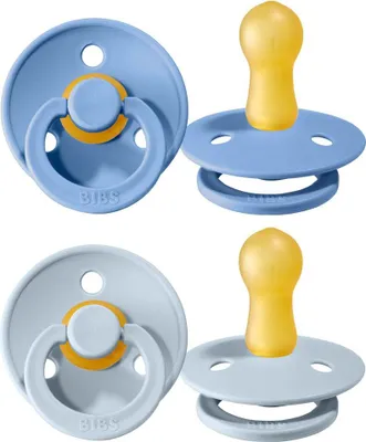 Image de Sucettes en caoutchouc naturel BIBS Colour 2 pcs taille 2 Bleu ciel / Bleu bébé