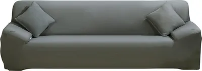 Produktbild von ele ELEOPTION Sofahusse Stretchhusse Sofabezug  Polyester Rippstrick (Grau, 4 Sitzer für Sofalänge 220-300cm)