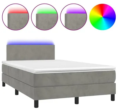 Produktbild von vidaXL Boxspringbett mit Matratze & LED Hellgrau 120x190 cm Samt