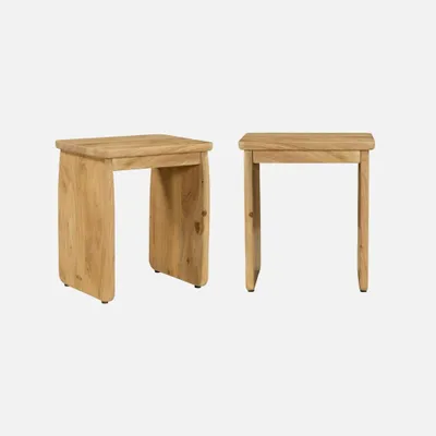 Immagine prodotto di Set di 2 comodini esotici in legno di acacia, Marrone naturale