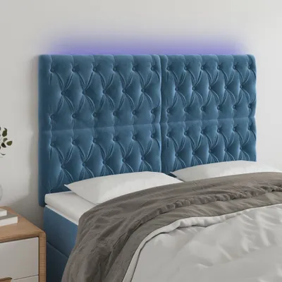 Produktbild von "2026 Promotion" LED Kopfteil - fürs Schlafzimmer - Dunkelblau 144x7x118/128 cm Samt - Bettkopfteil CC5962