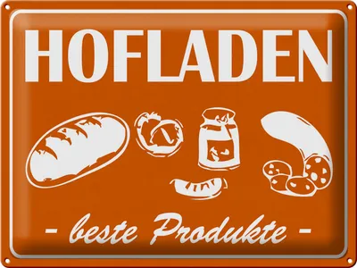 Produktbild von Blechschild Hinweis Hofladen Beste Produkte, 40 x 30 cm, Blechschilder Bauernhof Landwirt