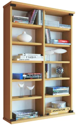 Immagine prodotto di Scaffale/espositore CD DVD in legno | Espositore con 2 porte in vetro di sicurezza ESG. | Dimensioni: H. 92 x W. 60 x D. 18 cm | 10 mensole variabili - Zuntisa