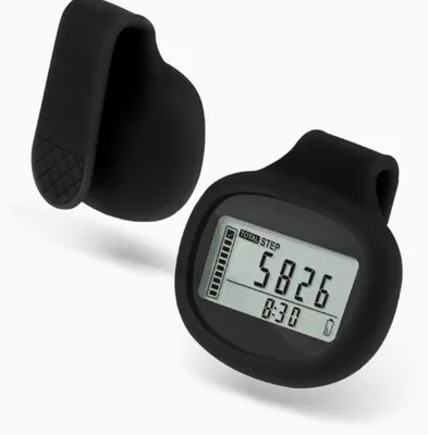 Produktbild von 3D Silikon Schrittzähler, Einfacher Walking Schrittzähler mit Großer LCD-Anzeige, Verfolgen Sie Schritte Kilometer und verbrannte Kalorien, Schwarz