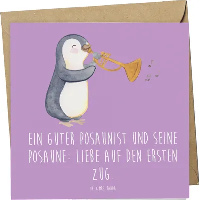 Produktbild von Mr. & Mrs. Panda Glückwunschkarte Posaune Liebe - Lavendeltraum - Geschenk, Spieler, Instrument, Grußkarte, Musik, Musikerwitz, Orchester, faltkarte, Klappkarte, Lernen