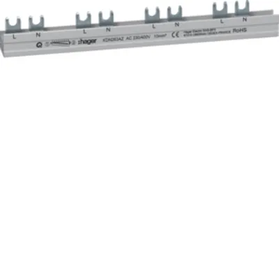 Obrázek produktu pro Fázové přípojnice Hager 2P s vidlicovými oky. 10mm² KDN263AZ