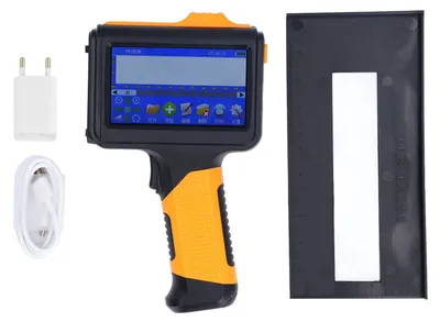 Obrázok produktu pre 12,7 mm ručná atramentová tlačiareň BT s 4,3-palcovým LED dotykovým displejom, kódovač s rozlíšením 600 dpi pre text, čísla, symboly, QR kódy a čiarové kódy, zástrčka EU, napájanie 110–240 V striedavého prúdu