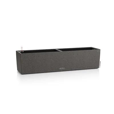 Produktbild von Kvetináč LECHUZA BALCONERA Stone 80 Graphite black | balkónový box so zavlažovaním a 2 vložkami na rastliny | vzhľad prírodného kameňa | 79 x 19 x 19 cm | 15662