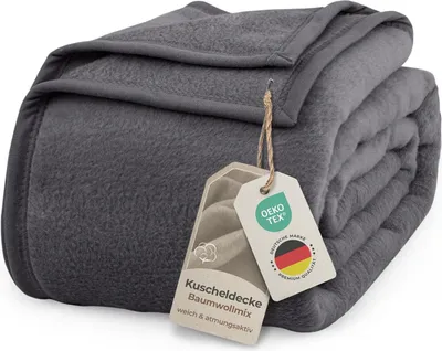Produktbild von LAYNENBURG Premium Baumwolldecke 220x240 cm - 100 Baumwollmix Kuscheldecke Decke als Wohndecke, Sofa-Decke & Couchdecke Wolldecke