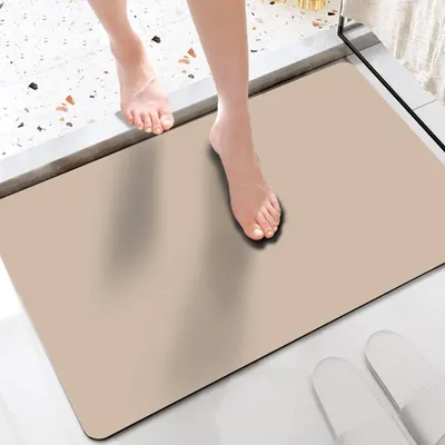 Image de Tapis de bain 40 x 60 cm - Absorbant et antidérapant, couleur beige