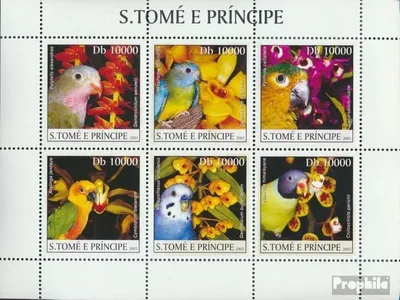 Produktbild von Briefmarken Sao Tome e Principe 2003 Mi 2085-2090 Kleinbogen (kompl.Ausg.) postfrisch Papageien und Orchideen