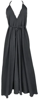 Produktbild von Luftiges Maxikleid, Boho Sommerkleid, Natürliches Baumwollkleid - Schwarz, Damen, Baumwolle, Kleider