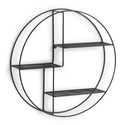 Produktbild von Wandregal rund schwarz Durchmesser 55cm, Tiefe 12cm