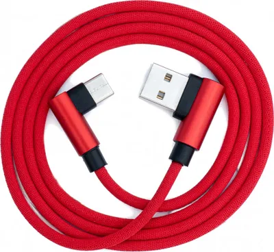 Produktbild von SYSTEM-S USB 3.1 Kabel 100 cm Typ C Stecker zu 2.0 A Stecker Winkel geflochten in Rot