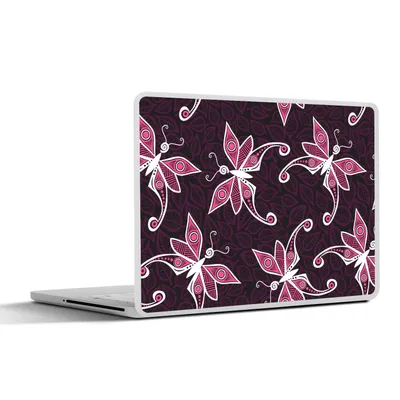 Produktbild von MuchoWow® Laptop Aufkleber Sticker Cover Schmetterlinge - Muster - Rosa 40x30 cm - Laptop Dekoration - Selbstklebend