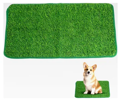 Produktbild von Kunstrasen Hundetoilette, 46 x 70 cm für Zuhause, Hundetoilette für Wohnung, waschbar, rutschfest, Welpentoilette für Indoor, Balkon und Garten