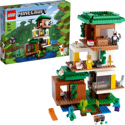 Produktbild von LEGO 21174 Minecraft Das moderne Baumhaus Spielzeug, Set für Jungen und Mädchen ab 9 Jahren mit Figuren