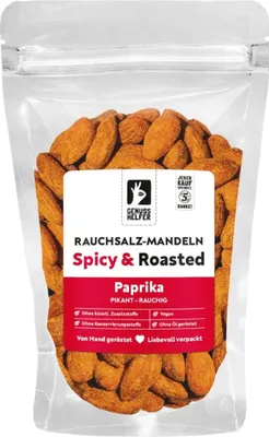 Produktbild von Rauchsalz-Mandeln mit Paprika geröstet, würziger & knackiger Snack Allrounder, 150g
