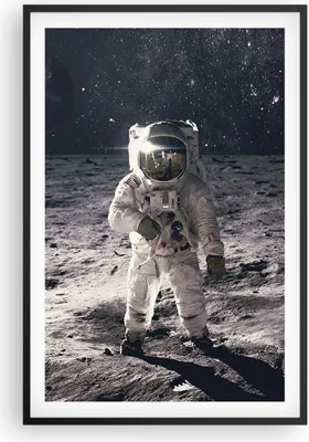 Produktbild von Gerahmtes Poster - Schwarzer Rahmen - Mond Erde Astronaut - 61x91,5 cm - Wand Bild - Wanddeko - Wandbilder - Kunstposter - Wandposter - Bilderrahmen - Bilder - Kunstdruck - P2BPA61x91-4882