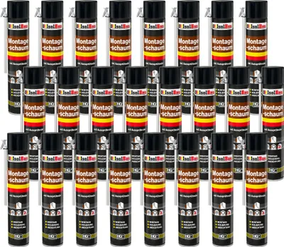Produktbild von Isolbau 24 x 750 ml Montageschaum mit Aussprührohr - PolyurethanBauschaum für Montage, Isolierung, Abdichtung, Innen & außen