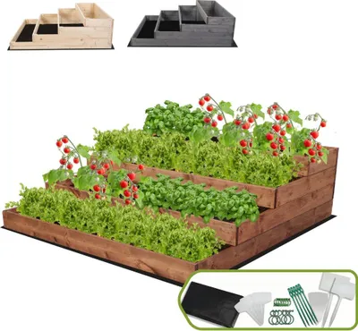 Produktbild von MODO24 Hochbeet Holz, Pflanzkasten, Massivholz, Kiefer, Kräuterbeet, Blumenkasten, Garten, Terrasse, 36x117x120 cm, Braun, ZP07