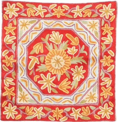 Produktbild von Kelim Kissenhülle `Kaschmir`, Bestickter Kissenbezug, Dekokissen - Muster 9, Rot, Viscose,Baumwolle, 42*42 cm, Für Zierkissen, Dekokissen, Sofakissen, Sitzkissen, Orientalisch