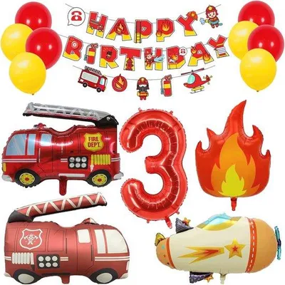 Productafbeelding van Verjaardagsdecoratie Brandweer Thema voor 3-jarige Jongens