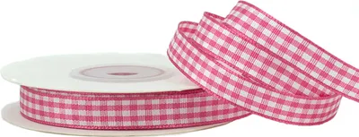 Produktbild von Karoband 10mm, 10 Meter, Farbe:dunkel rosa 152
