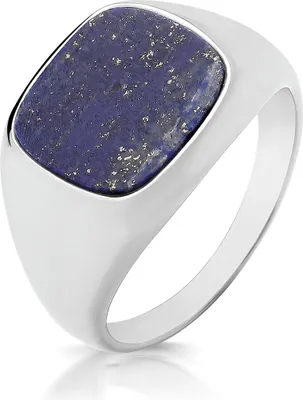 Image de Bague Chevalière / Bague Souveraine Homme Argent fin 925 avec Lapis Lazuli, 59 (18.8); TRS33159RSR