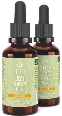 Produktbild von BitterLiebe Bitterstoffe Tropfen Mild - 2x 50 ml, alkoholfrei, vegan