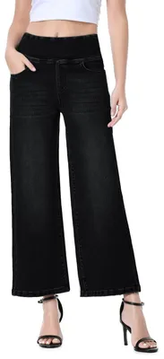 Zdjęcie produktu dla Damskie jeansy Capri z wysokim stanem i elastycznym pasem