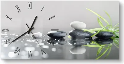 Produktbild von DEQORI Glasuhr 60x30 cm Römisch 'Naturstein Arrangement' Wanduhr Glas Uhr Design leise