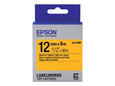 Produktbild von Epson Etikettenkassette LK-4YBP - Pastell - schwarz auf gelb - 12mmx9m, Schwarz auf gelb, Japan, 1,2 cm, 9 m, 1 Stück(e), 25 mm