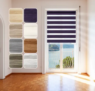 Produktbild von Doppelrollo NATURAL, Schwarz-Lila, 80x150cm