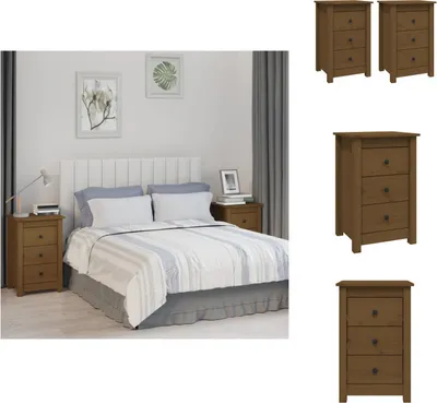 Produktbild von vidaXL Nachttische 2 Stk. Honigbraun 40x35x61,5 cm Massivholz Kiefer -  Nachttische