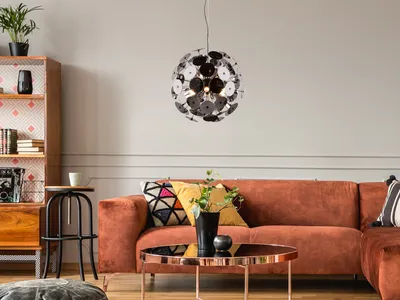Immagine prodotto di Lampada a sospensione DISCALGO nera 6xE14x40W in vetro, dimensioni: 150x54x54 cm, IP20, Trio
