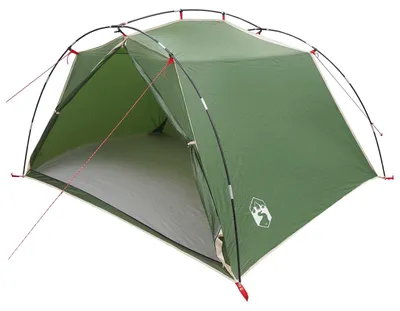Image de Tente tunnel vidaXL verte pour 4 personnes, en polyester 185T avec revêtement PU