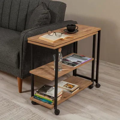 Image de Lagaros - Table basse, 70x76x63h cm chêne brun, Pieds à roulettes