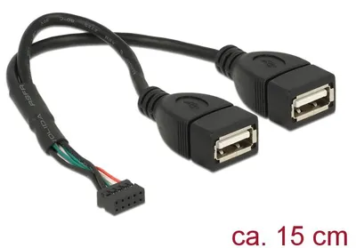 Produktbild von DeLOCK 84933, 0,2 m, 2 x USB A, USB 2.0, 0,48 Gbit/s, Schwarz