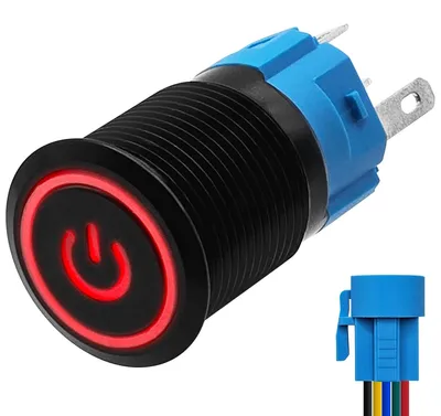 Produktbild von ProRide Metall-Drucktaster 16 mm 220 V ON/OFF - rote LED - mit Kabel